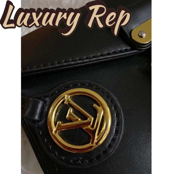 Replica Louis Vuitton LV Women Swing Black Calfskin Leather Monogram Canvas S Lock 9