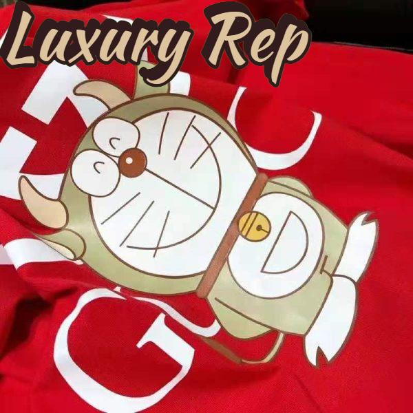 Replica Gucci Men Doraemon x Gucci Oversize T-Shirt Crewneck Red Cotton Jersey 11