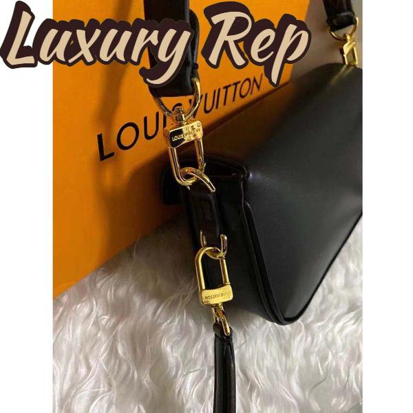 Replica Louis Vuitton LV Women Swing Black Calfskin Leather Monogram Canvas S Lock 10