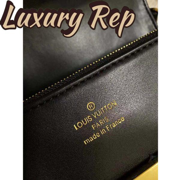Replica Louis Vuitton LV Women Swing Black Calfskin Leather Monogram Canvas S Lock 11