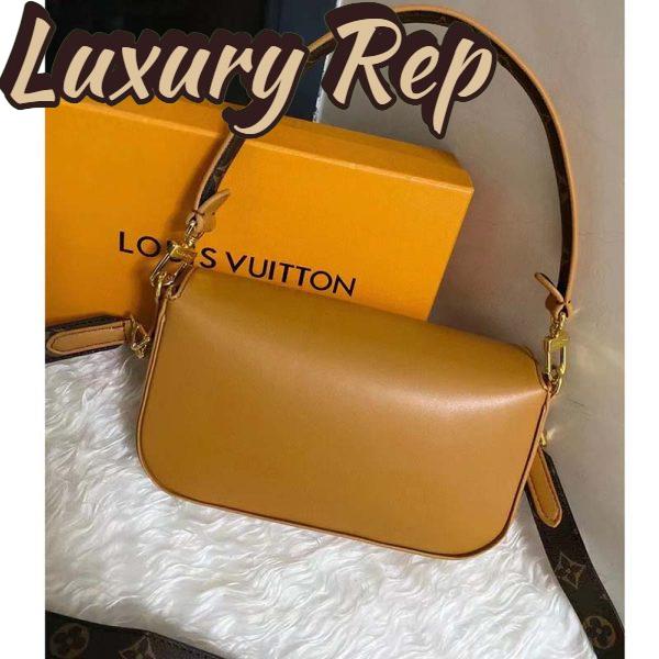 Replica Louis Vuitton LV Women Swing Brown Calfskin Leather Monogram Canvas S Lock 5