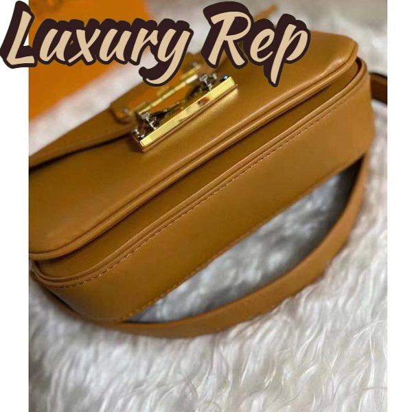 Replica Louis Vuitton LV Women Swing Brown Calfskin Leather Monogram Canvas S Lock 6