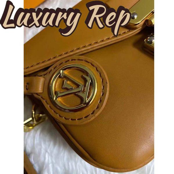 Replica Louis Vuitton LV Women Swing Brown Calfskin Leather Monogram Canvas S Lock 9