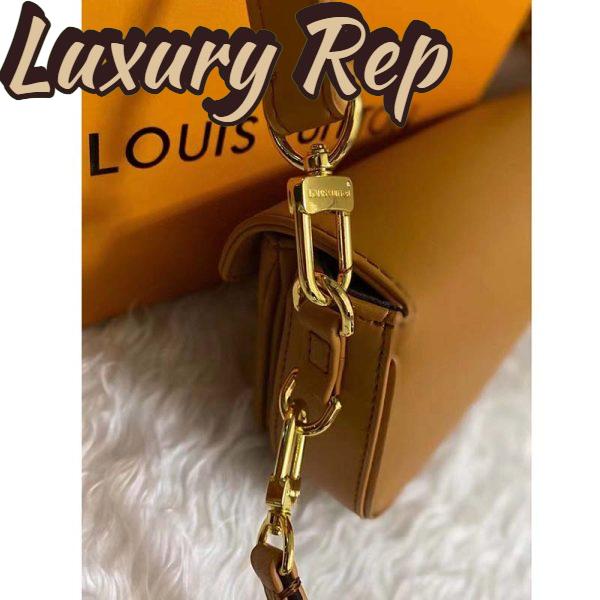 Replica Louis Vuitton LV Women Swing Brown Calfskin Leather Monogram Canvas S Lock 10