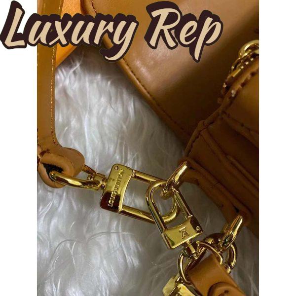 Replica Louis Vuitton LV Women Swing Brown Calfskin Leather Monogram Canvas S Lock 11