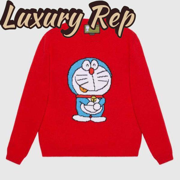 Replica Gucci Men Doraemon x Gucci Wool Sweater Red Crewneck Label On the Back 2