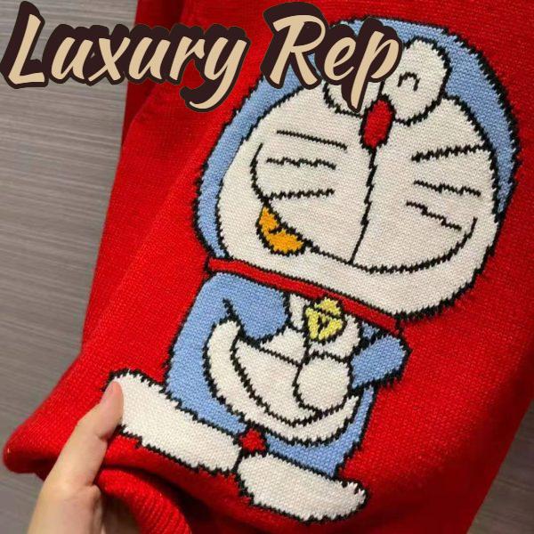Replica Gucci Men Doraemon x Gucci Wool Sweater Red Crewneck Label On the Back 6