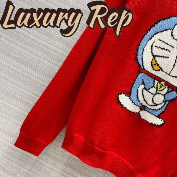 Replica Gucci Men Doraemon x Gucci Wool Sweater Red Crewneck Label On the Back 8