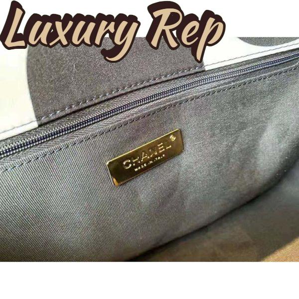 Replica Chanel Women 19 Large Flap Bag Printed Fabric Gold Silver-Tone & Ruthenium-Finish Metal Black & Ecru 11