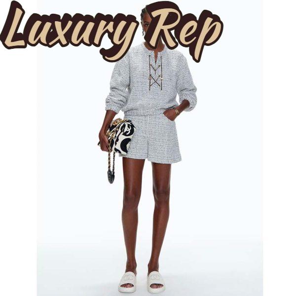 Replica Chanel Women 19 Large Flap Bag Printed Fabric Gold Silver-Tone & Ruthenium-Finish Metal Black & Ecru 12