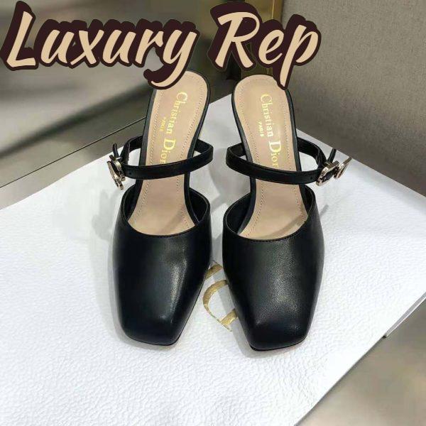 Replica Dior Women Rhodes Heeled Mule Black Calfskin 4