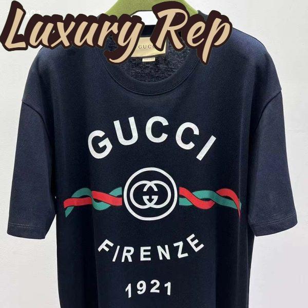 Replica Gucci GG Women Cotton Jersey ‘Gucci Firenze 1921’ T-Shirt Crewneck Oversize Fit 5