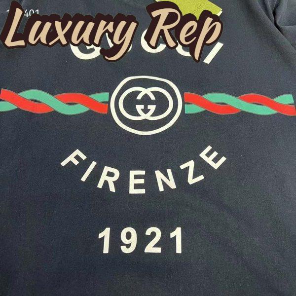 Replica Gucci GG Women Cotton Jersey ‘Gucci Firenze 1921’ T-Shirt Crewneck Oversize Fit 6