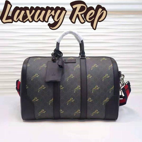 Replica Gucci GG Men Gucci Bestiary Carry-On Duffle with Tigers in Black/Grey Soft GG Supreme 3