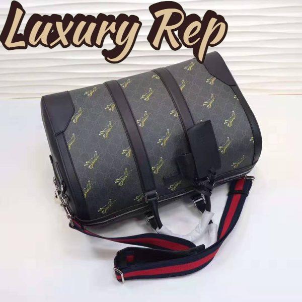 Replica Gucci GG Men Gucci Bestiary Carry-On Duffle with Tigers in Black/Grey Soft GG Supreme 6