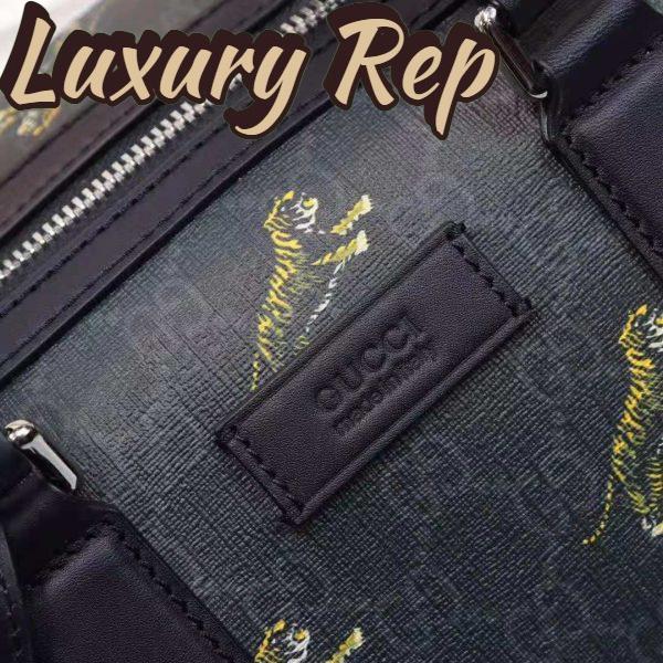 Replica Gucci GG Men Gucci Bestiary Carry-On Duffle with Tigers in Black/Grey Soft GG Supreme 9