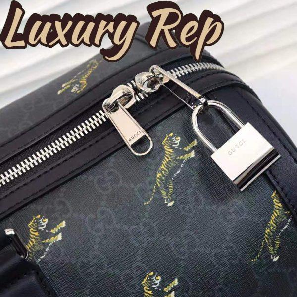 Replica Gucci GG Men Gucci Bestiary Carry-On Duffle with Tigers in Black/Grey Soft GG Supreme 11