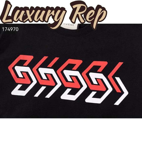 Replica Gucci GG Women Cotton Jersey T-Shirt Black Gucci Mirror Print Crewneck Oversize Fit 4