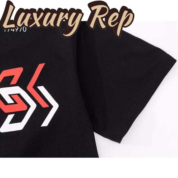 Replica Gucci GG Women Cotton Jersey T-Shirt Black Gucci Mirror Print Crewneck Oversize Fit 7