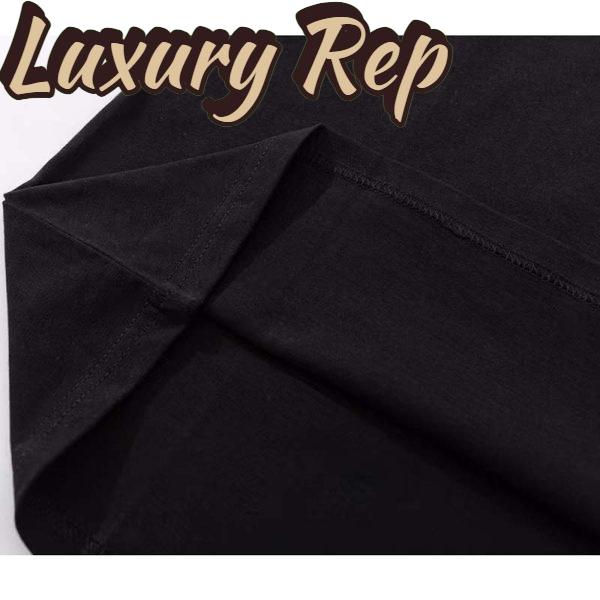 Replica Gucci GG Women Cotton Jersey T-Shirt Black Gucci Mirror Print Crewneck Oversize Fit 8