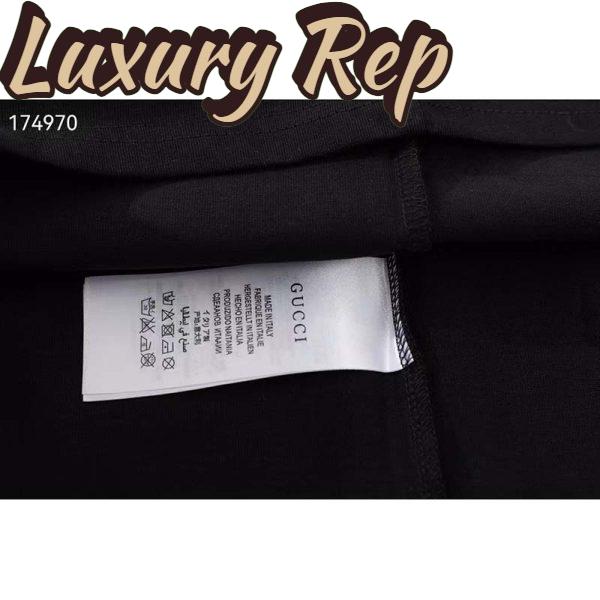 Replica Gucci GG Women Cotton Jersey T-Shirt Black Gucci Mirror Print Crewneck Oversize Fit 9