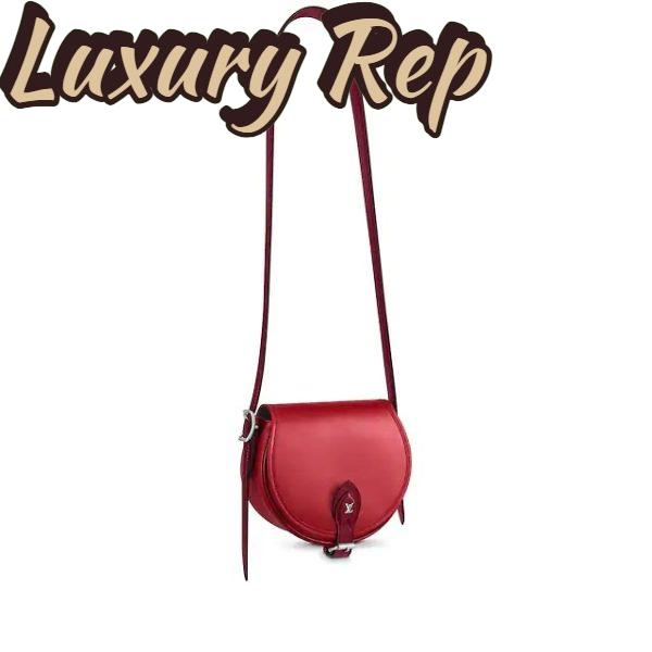 Replica Louis Vuitton LV Women Tambourin Handbag Smooth Calf Leather-Red