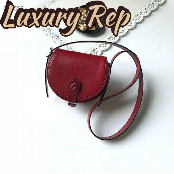 Replica Louis Vuitton LV Women Tambourin Handbag Smooth Calf Leather-Red 3