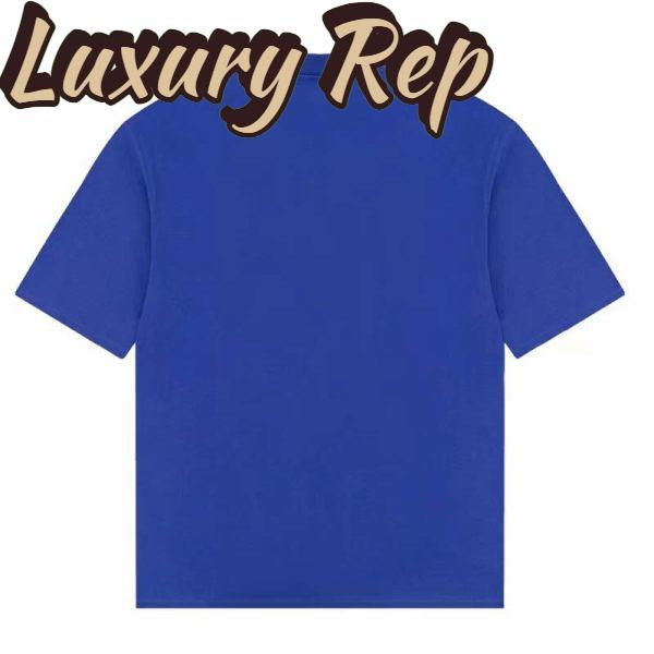 Replica Gucci GG Women Cotton Jersey T-Shirt Blue Gucci Mirror Print Crewneck Oversize Fit 4