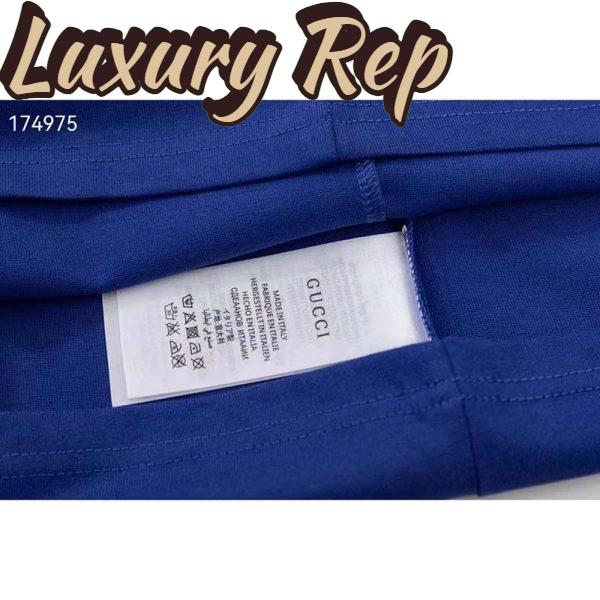 Replica Gucci GG Women Cotton Jersey T-Shirt Blue Gucci Mirror Print Crewneck Oversize Fit 10