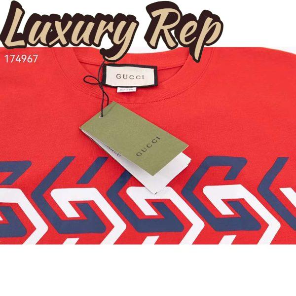 Replica Gucci GG Women Cotton Jersey T-Shirt Red Gucci Mirror Print Crewneck Oversize Fit 5