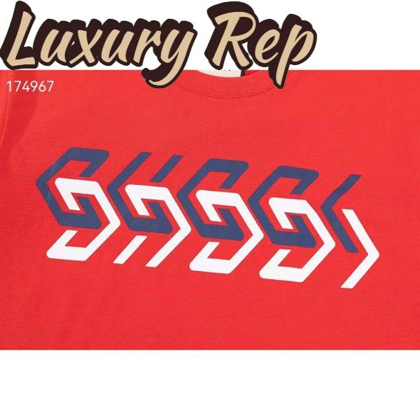 Replica Gucci GG Women Cotton Jersey T-Shirt Red Gucci Mirror Print Crewneck Oversize Fit 6