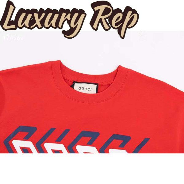 Replica Gucci GG Women Cotton Jersey T-Shirt Red Gucci Mirror Print Crewneck Oversize Fit 7