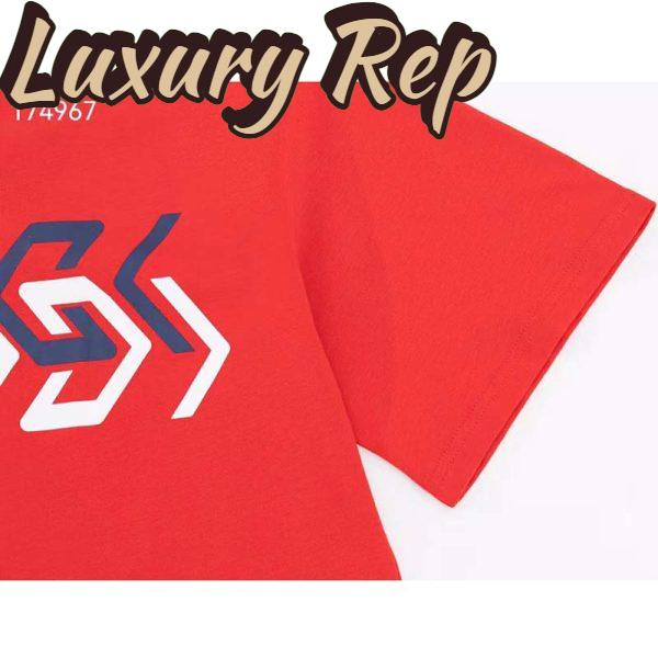 Replica Gucci GG Women Cotton Jersey T-Shirt Red Gucci Mirror Print Crewneck Oversize Fit 8