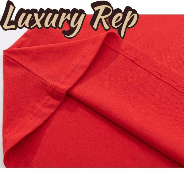 Replica Gucci GG Women Cotton Jersey T-Shirt Red Gucci Mirror Print Crewneck Oversize Fit 9