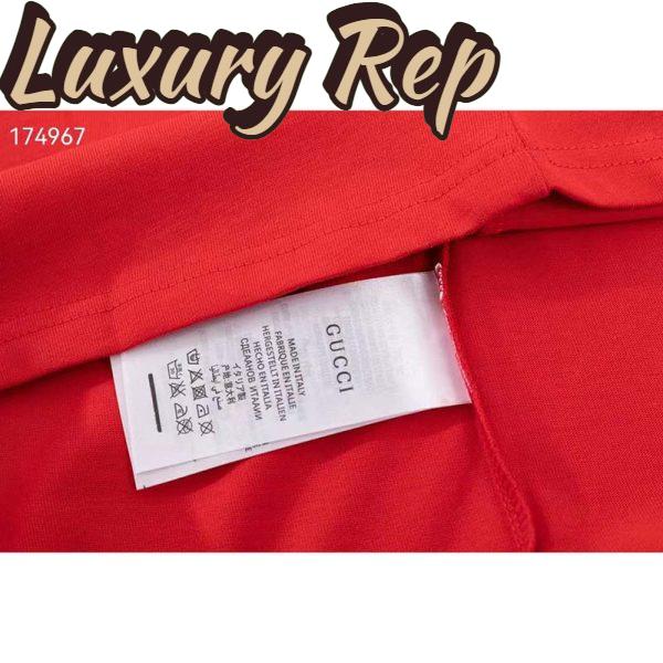 Replica Gucci GG Women Cotton Jersey T-Shirt Red Gucci Mirror Print Crewneck Oversize Fit 10