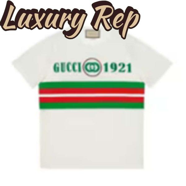 Replica Gucci GG Women Cotton T-Shirt White Cotton Jersey Crewneck Oversize Fit
