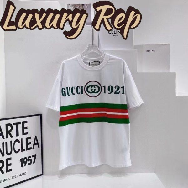 Replica Gucci GG Women Cotton T-Shirt White Cotton Jersey Crewneck Oversize Fit 2
