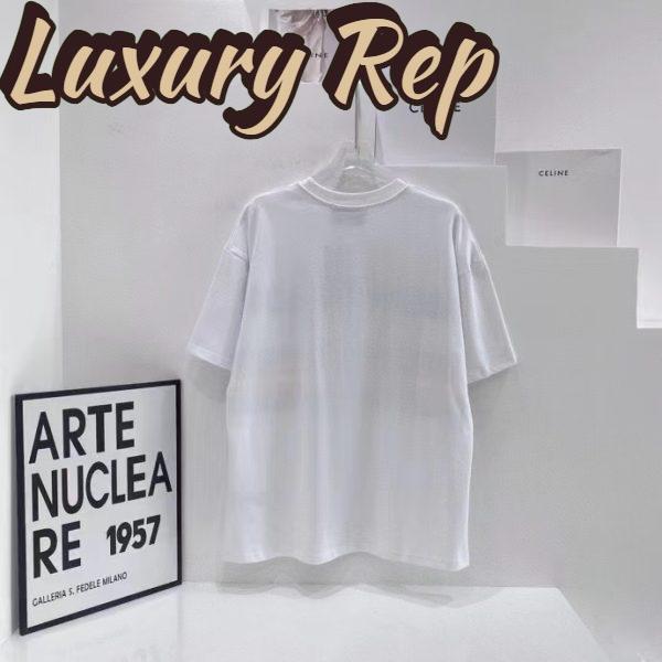 Replica Gucci GG Women Cotton T-Shirt White Cotton Jersey Crewneck Oversize Fit 3