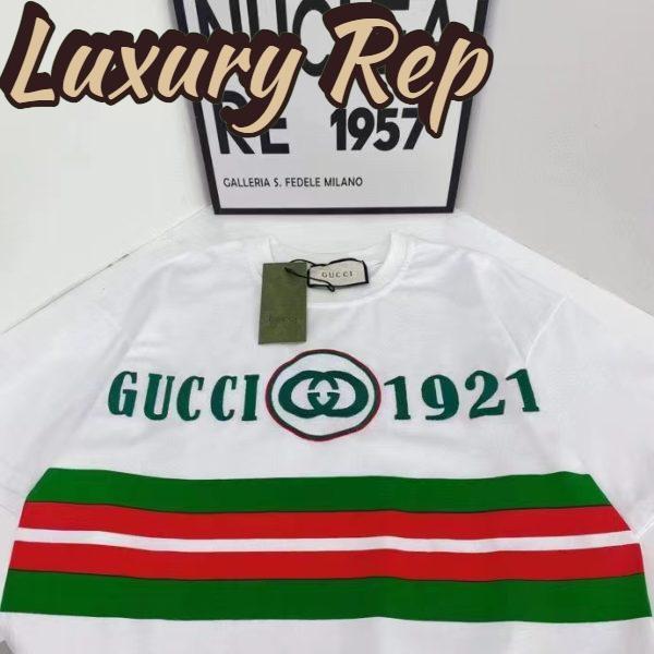 Replica Gucci GG Women Cotton T-Shirt White Cotton Jersey Crewneck Oversize Fit 5