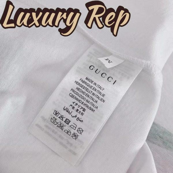 Replica Gucci GG Women Cotton T-Shirt White Cotton Jersey Crewneck Oversize Fit 10