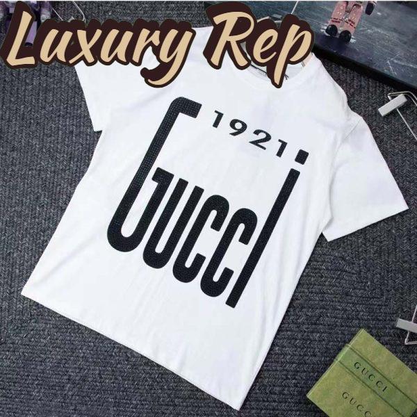 Replica Gucci GG Women Crystal 1921 Gucci Cotton T-Shirt Crewneck Oversize Fit 2
