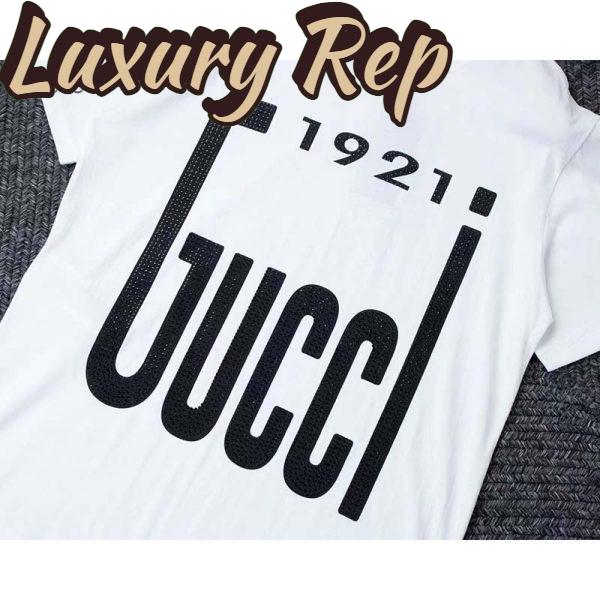 Replica Gucci GG Women Crystal 1921 Gucci Cotton T-Shirt Crewneck Oversize Fit 4