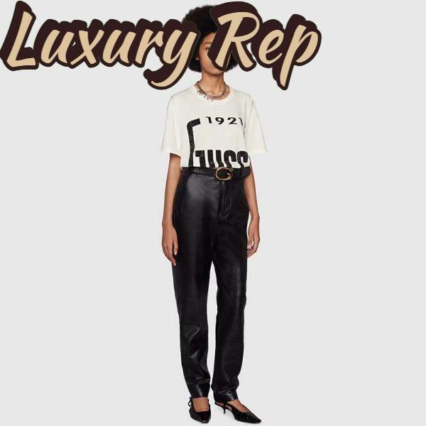 Replica Gucci GG Women Crystal 1921 Gucci Cotton T-Shirt Crewneck Oversize Fit 11