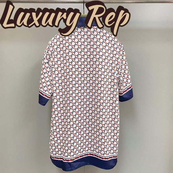 Replica Gucci GG Women Geometric G Print Muslin Bowling Shirt Notch Collar Short Sleeves 3