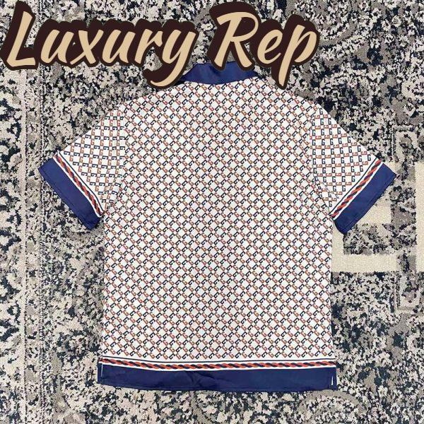 Replica Gucci GG Women Geometric G Print Muslin Bowling Shirt Notch Collar Short Sleeves 5
