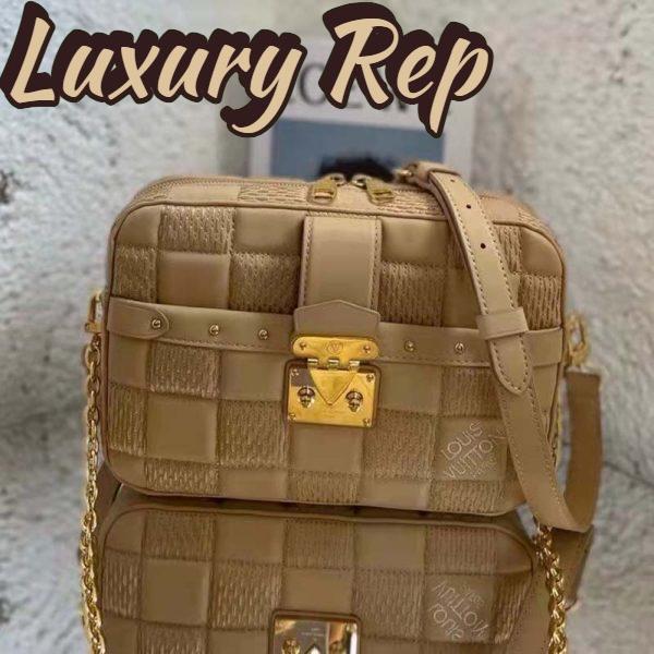 Replica Louis Vuitton LV Women Troca MM Handbag Beige Damier Quilt Lambskin Calfskin 3