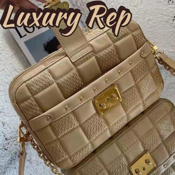 Replica Louis Vuitton LV Women Troca MM Handbag Beige Damier Quilt Lambskin Calfskin 4