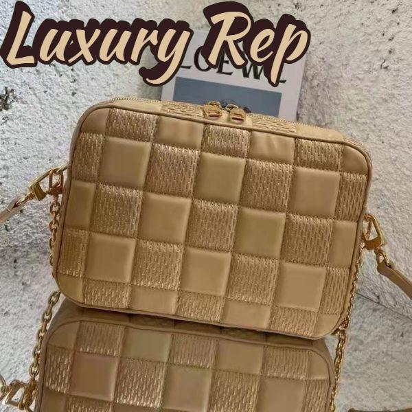 Replica Louis Vuitton LV Women Troca MM Handbag Beige Damier Quilt Lambskin Calfskin 5