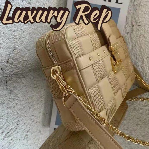 Replica Louis Vuitton LV Women Troca MM Handbag Beige Damier Quilt Lambskin Calfskin 8