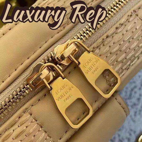 Replica Louis Vuitton LV Women Troca MM Handbag Beige Damier Quilt Lambskin Calfskin 10